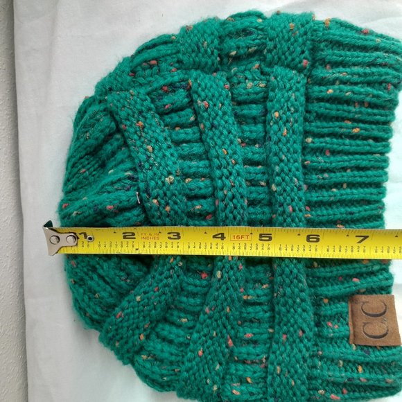 C.C. Accessories - 4/$20 CC Green Beanie Textured Knit Winter Hat